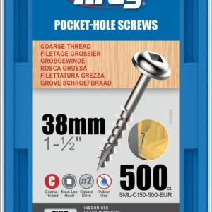 Kreg Pocket-Hole Screws – 38mm #8 Coarse, Washer-Head, 500ct