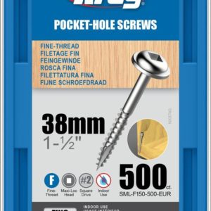 Kreg Pocket-Hole Screws – 38mm, #7 Fine, Washer-Head, 500ct