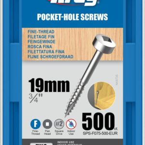 Kreg Pocket-Hole Screws – 19mm #6 Fine, Pan-Head, 500ct
