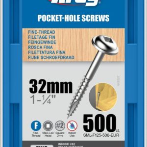 Kreg Pocket-Hole Screws – 32mm, #7 Fine, Washer-Head, 500ct